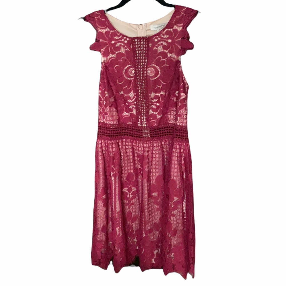 Francesca’s NWT  Cream & Maroon Lace Dress SIZE S